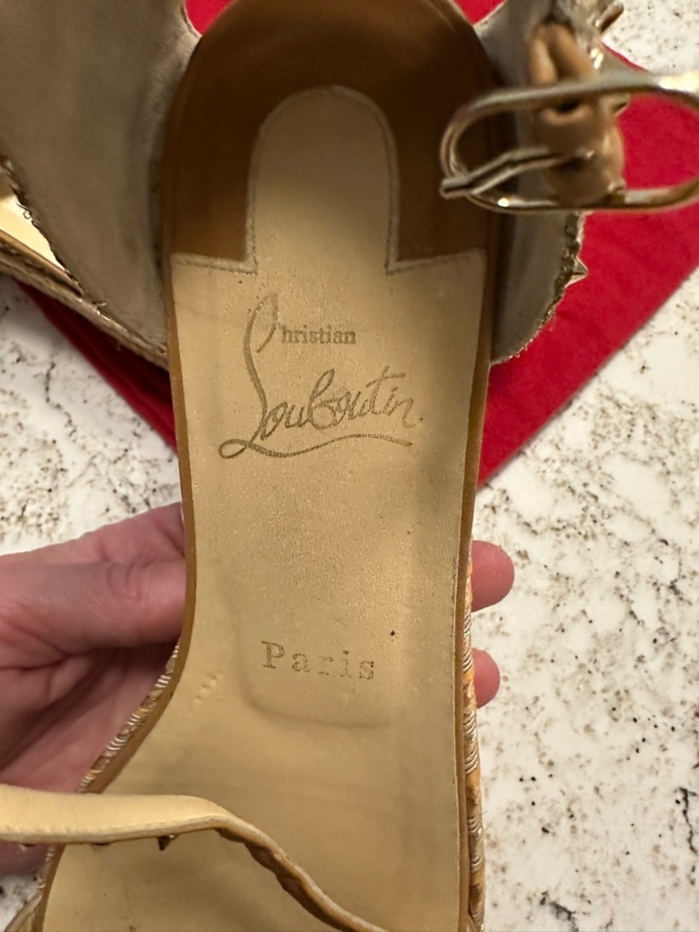 Christian Louboutin Tan Studded Espadrille Wedge Sandals 39 - Picture 10 of 11